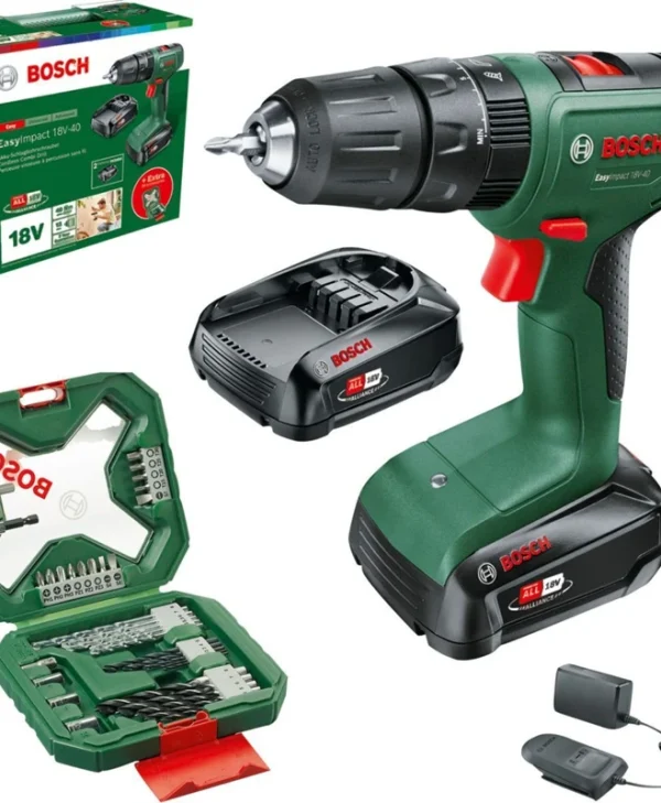 Bosch EasyImpact 18V-40 Κρουστικό Δραπανοκατσάβιδο Μπαταρίας 18V 2x2Ah 06039D8109