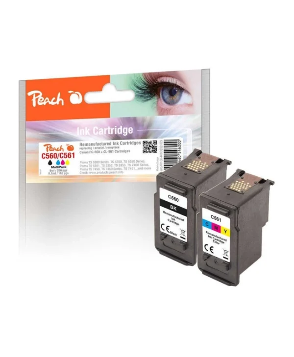 Peach Πακέτο Συμβατών Μελανιών Εκτυπωτή InkJet Canon 165 Σελίδων Μαύρο 1τμχ PI100-448