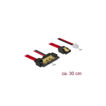 Delock Cable Sata 6 Gb S 7 Pin Receptacle + 2 Pin Power Female To Sata 22 Pin Receptacle Straight 5 V Metal 30 Cm 85242