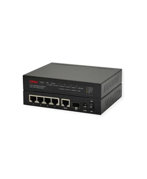 Roline 21.14.3524 L2 PoE+ Switch με 5 Θύρες Gigabit (1Gbps) Ethernet και 1 SFP Θύρα