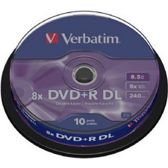 Verbatim DVD+R Double Layer Matt Silver 8.5GB 8x 10 Pack Spindle 43666