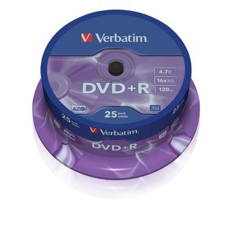 Verbatim DVD+R 4.7GB 16x Matt Silver Spindle - 25 Pack 43500