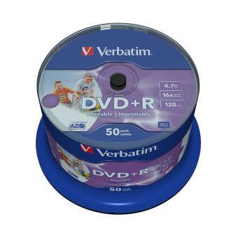 Verbatim 43512 16x DVD+R 4.7 GB Wide Printable 50 Pack