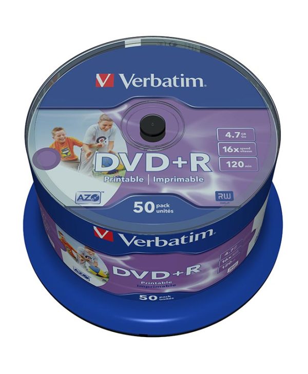 Verbatim 43512 16x DVD+R 4.7 GB Wide Printable 50 Pack