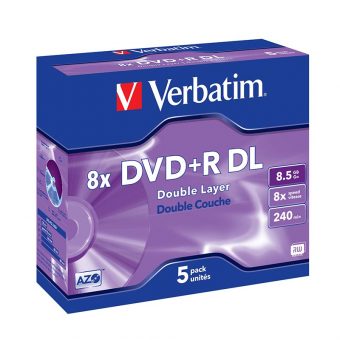 Verbatim 43541 8x DVD+R Dual Layer 8.5 GB Non Print Jewel Cased (Pack of 5)