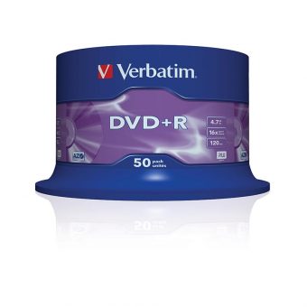 Verbatim DVD+R 4.7GB 16X Branded 50pk Spindle 43550