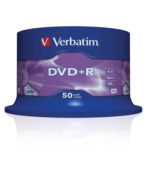 Verbatim DVD+R 4.7GB 16X Branded 50pk Spindle 43550