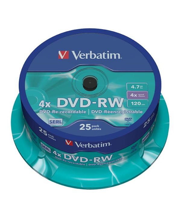 Verbatim 43639 4x DVD-RW 4.7GB (Spindle Pack of 25)
