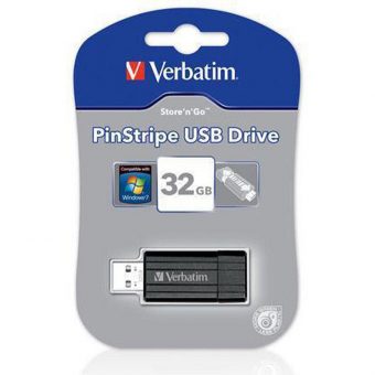 Verbatim Store'n'Go Pinstripe 32GB USB Flash Drive Black - 49064