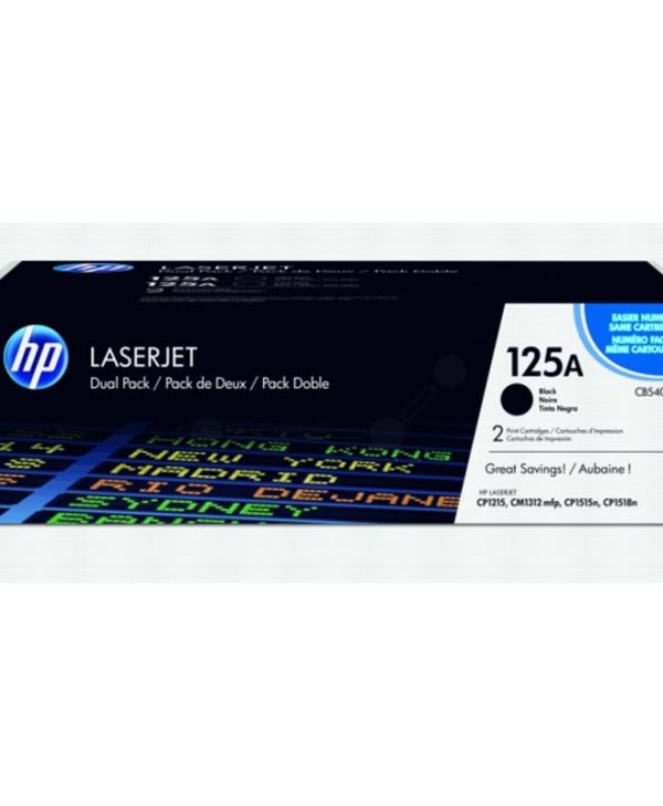 HP 125A Black Dual Pack LaserJet Toner 4.4K Pgs CB540AD