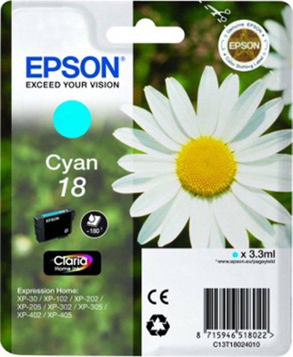 Epson T180240 Claria Cyan Ink - C13T18024010