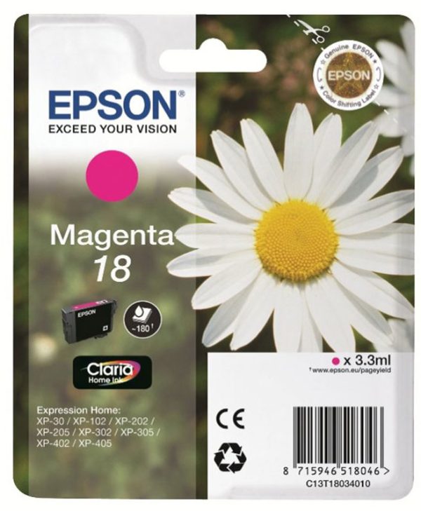 Epson T180340 Claria Magenta Ink - C13T18034010