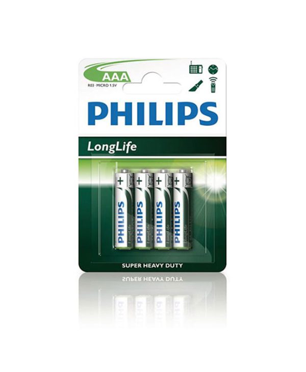 Philips Battery R03 (AAA) Non Rechargeable x4 R03L4B/10