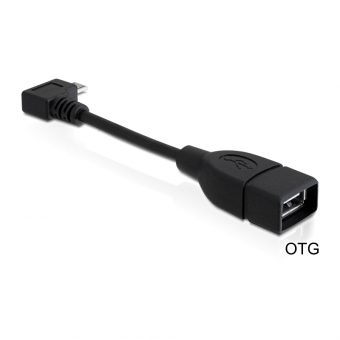 DeLock Cable Micro USB-B Male Angled - USB 2.0-A Female OTG 11cm 83104