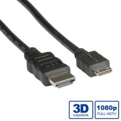 Roline Mini HDMI - HDMI M/M 0.8m Black 11.04.5568