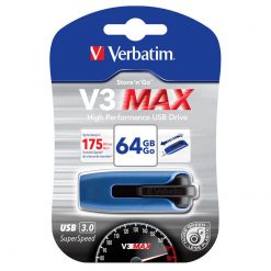 Verbatim Store 'n' Go V3 Max USB Drive 64GB Black/Blue 49807