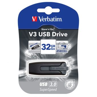 Verbatim Store 'n' Go V3 USB Drive 32GB Black/Grey 49173