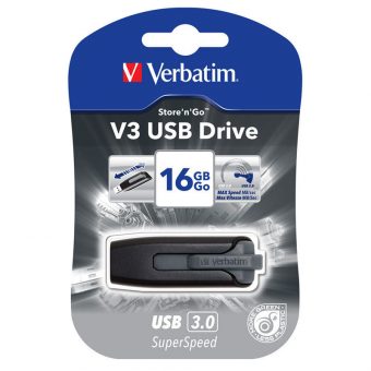 Verbatim Store 'n' Go V3 USB Drive 16GB Black/Grey 49172