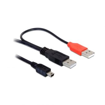 Delock USB Y Καλώδιο 2x USB ST σε mini USB 1m 82447
