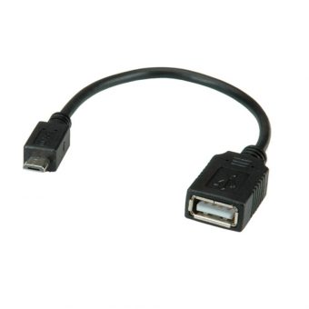 Roline USB Adapter Micro B Male 90 / USB A Female OTG 15cm 11.99.8311