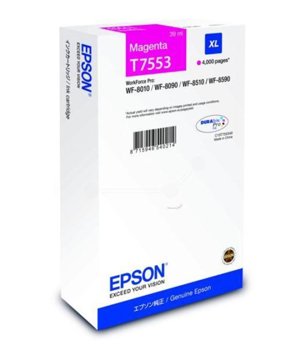 Epson T755340 Ink Magenta XL WFPRO8010 4K Pgs C13T755340