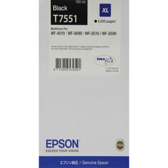Epson T755140 Ink Black XL WFPRO8010 5K Pgs C13T755140