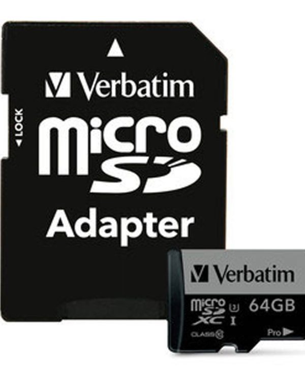 Verbatim Pro MicroSDXC 64GB + SD Adapter 47042