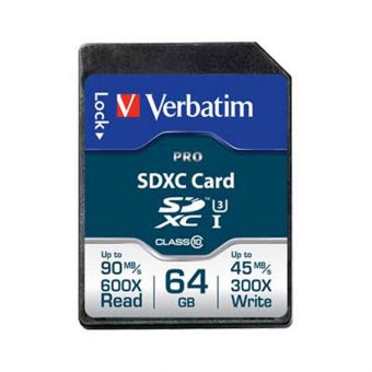 Verbatim Pro U3 64GB SDXC Flash Memory Card Class 10 47022